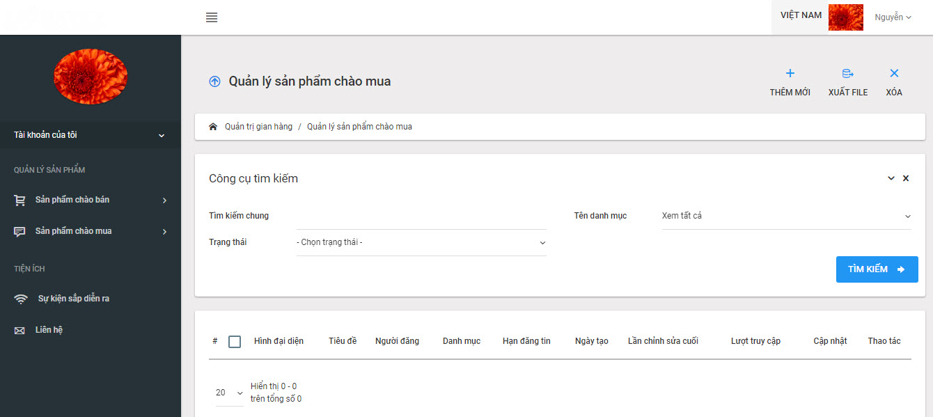 Hướng dẫn quản l&yacute; sản phẩm ch&agrave;o mua cho th&agrave;nh vi&ecirc;n NGƯỜI B&Aacute;N
